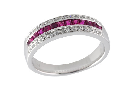 A205-38140: LDS WED RG .50 RUBY .61 TGW
