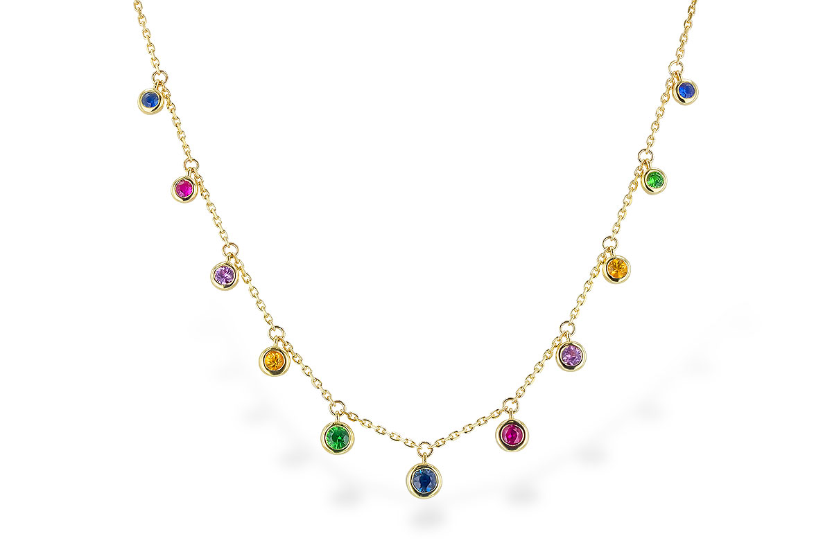 B292-70849: NECK .90 TW MULTI-COLOR SAPPH & GREEN GARNET (18")