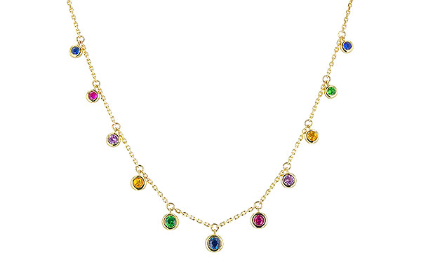 B292-70849: NECK .90 TW MULTI-COLOR SAPPH & GREEN GARNET (18")