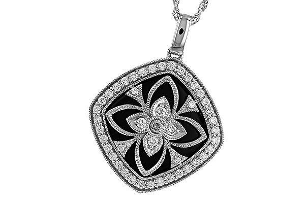 B292-70904: DIA & ONYX NECKLACE .48 TW