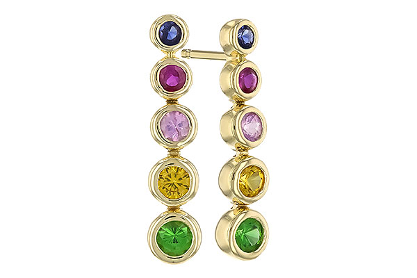 B292-72722: EARR .60 TW MULTI-COLOR SAPPH & GREEN GARNET