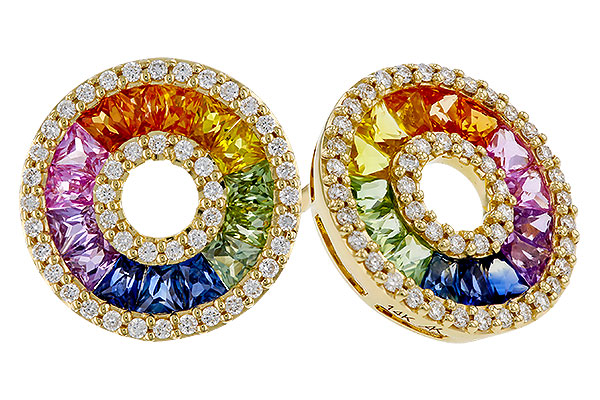 B293-58122: EARRINGS 2.10 MULTI-COLOR SAPP 2.37 TGW