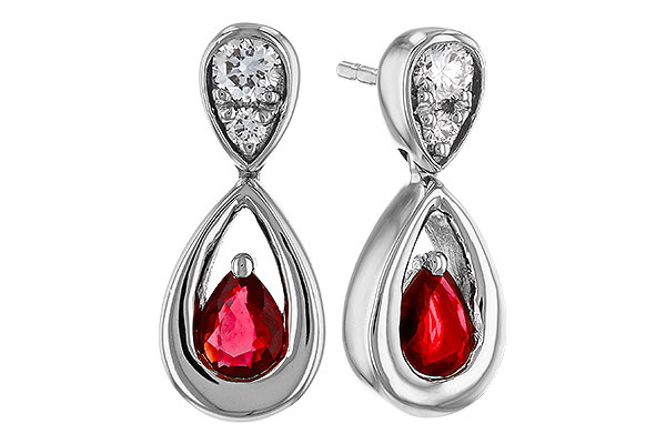 B293-58131: EARRINGS .40 RUBY .52 TGW (4x3 RUBY)