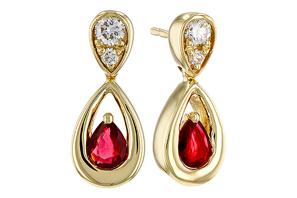 B293-58131: EARRINGS .40 RUBY .52 TGW (4x3 RUBY)