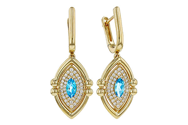 B294-46322: EARRINGS .50 TW BLUE TOPAZ .78 TGW (6x3MM BT)