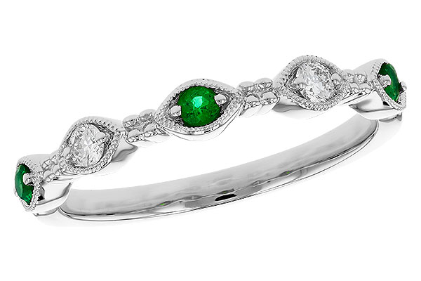 B294-46349: LDS WED RG .10 TW EMERALD .19 TGW