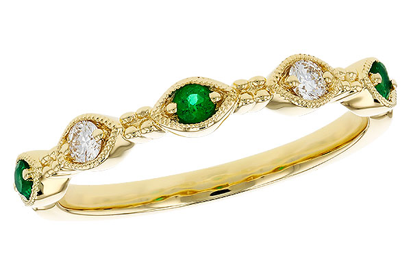 B294-46349: LDS WED RG .10 TW EMERALD .19 TGW