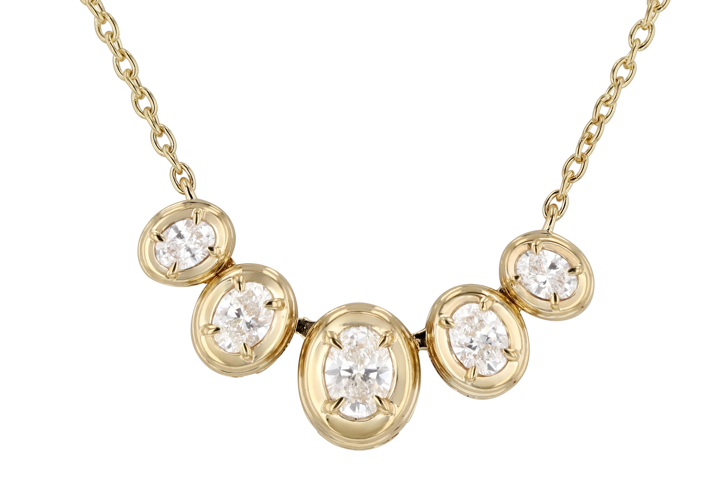 B294-48177: NECKLACE .85 TW OVAL CUT DIA (18")