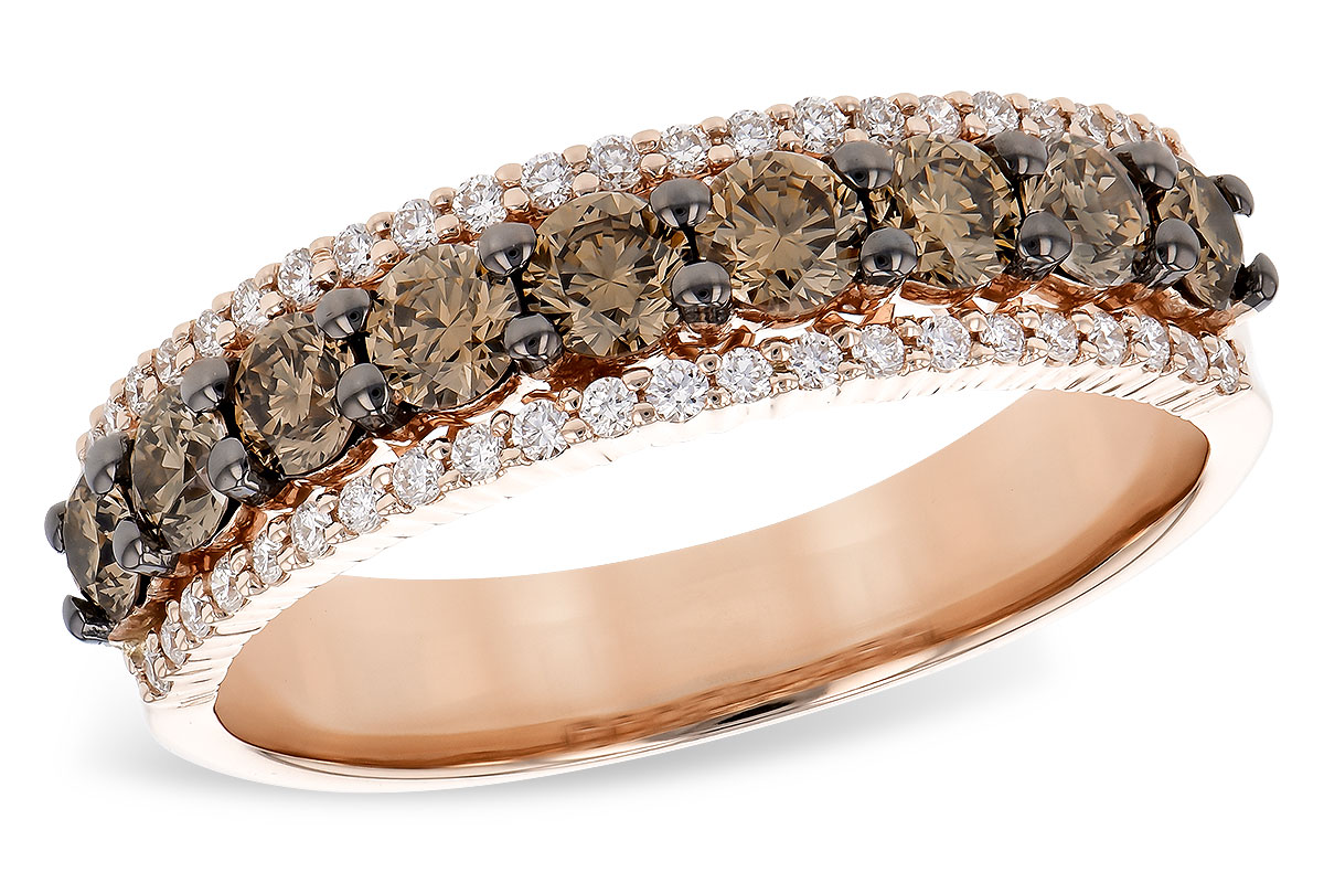 D291-80895: LDS WED RG .80 TW BROWN DIAS 1.00 TW