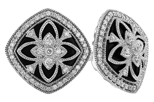 E292-70895: DIA & ONYX EARRINGS .38 TW