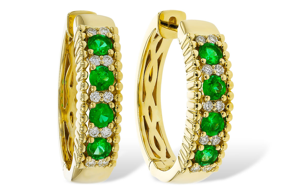 E293-63631: EARRINGS .33 TW EMERALD .45 TGW