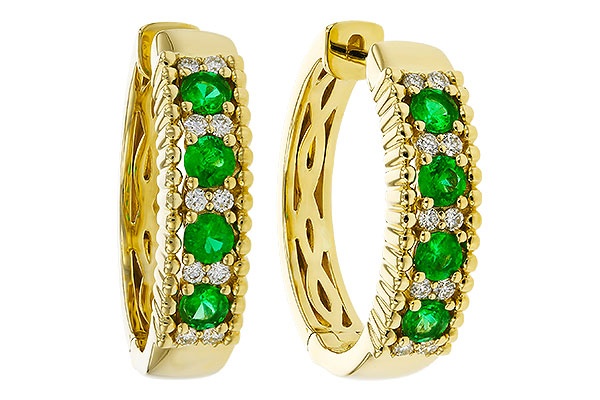 E293-63631: EARRINGS .33 TW EMERALD .45 TGW