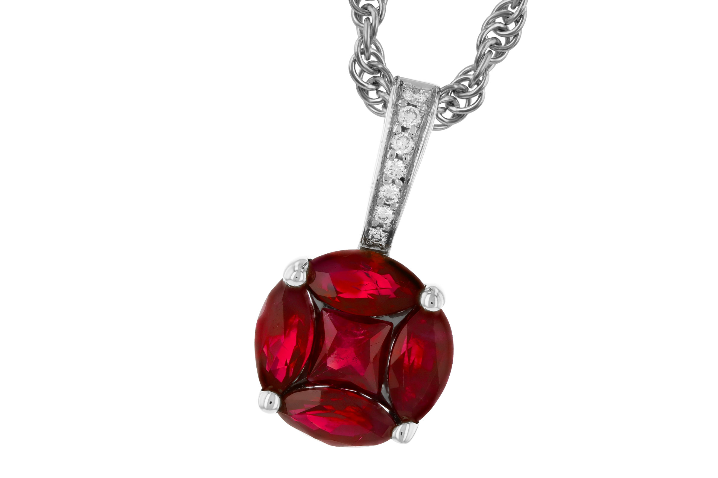 E294-46349: NECKLACE .80 RUBY .82 TW