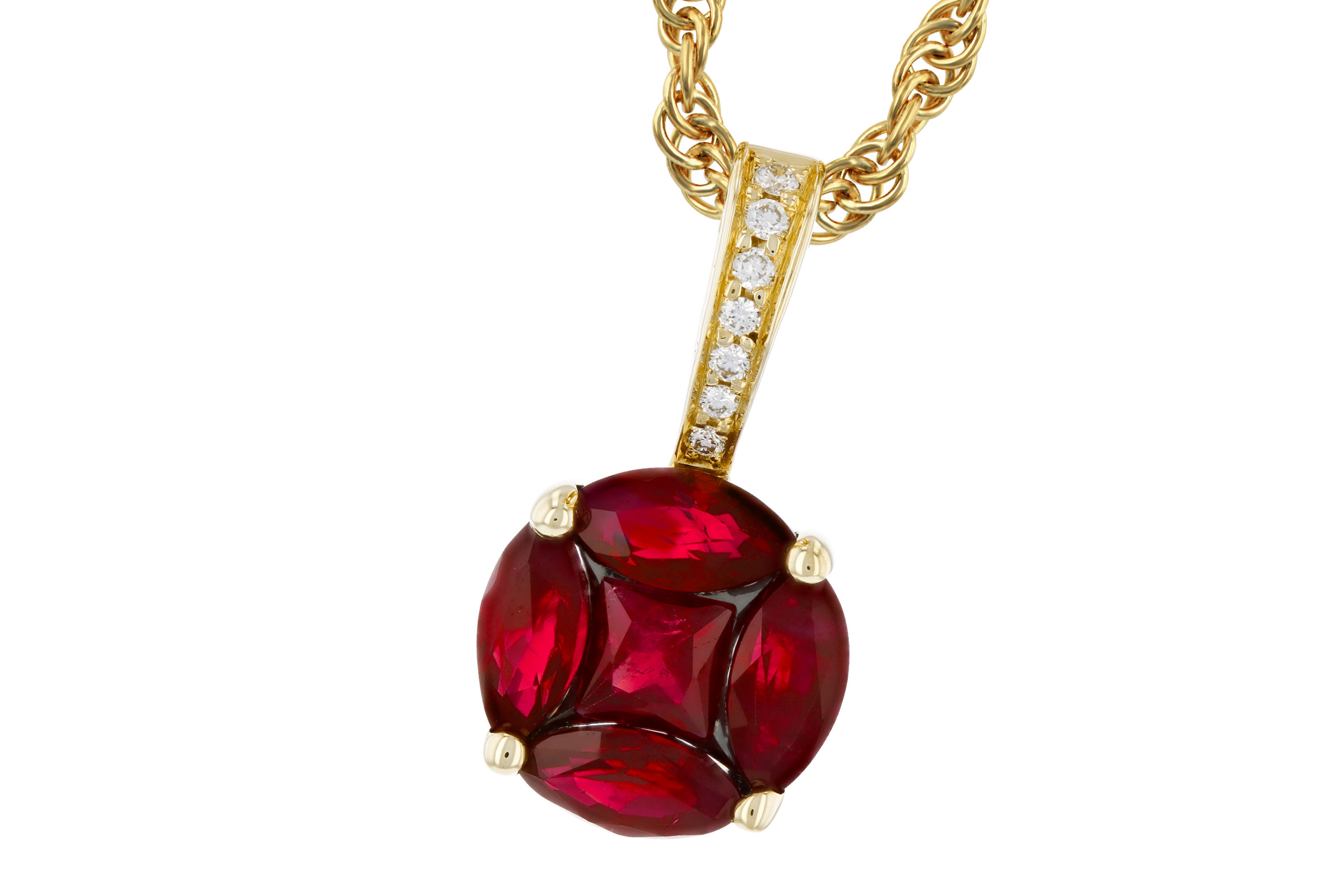 E294-46349: NECKLACE .80 RUBY .82 TW