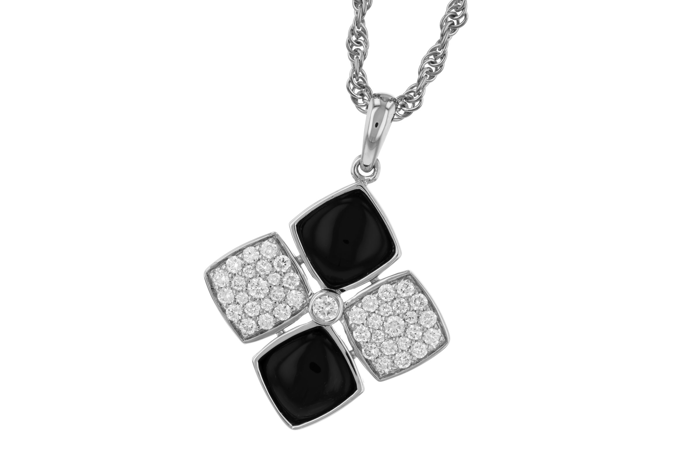 E294-47258: NECKLACE 1.23 TW ONYX 1.50 TGW