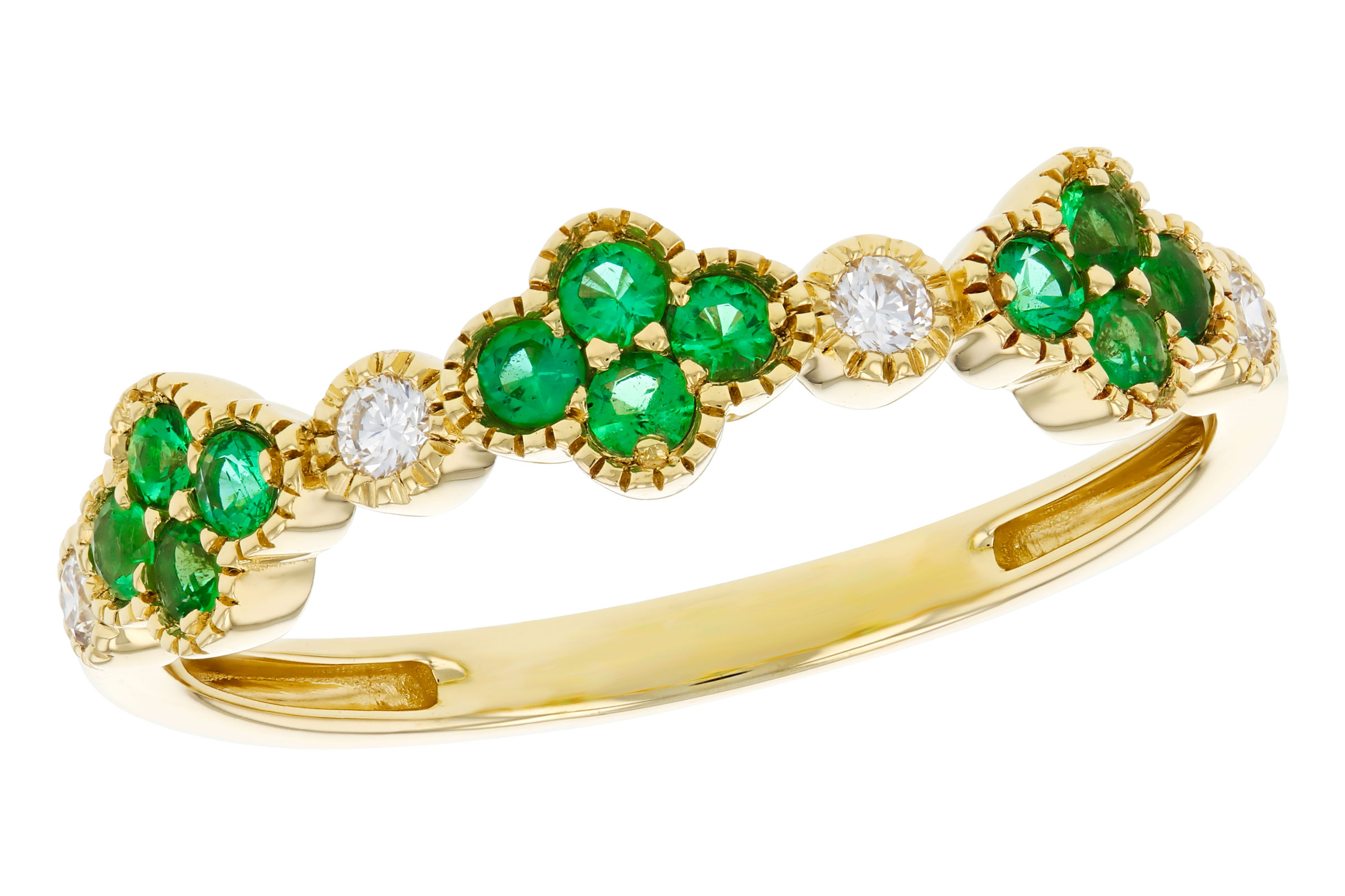 E294-49022: LDS WED RG .18 TW EMERALD .26 TGW