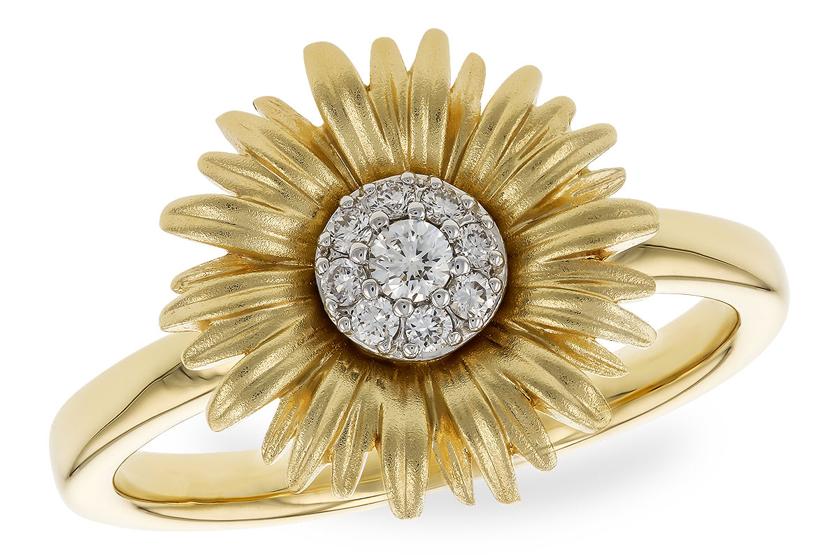 F292-68167: G292-67240 WITH YG & PETALS / WG SETTING .10 TW