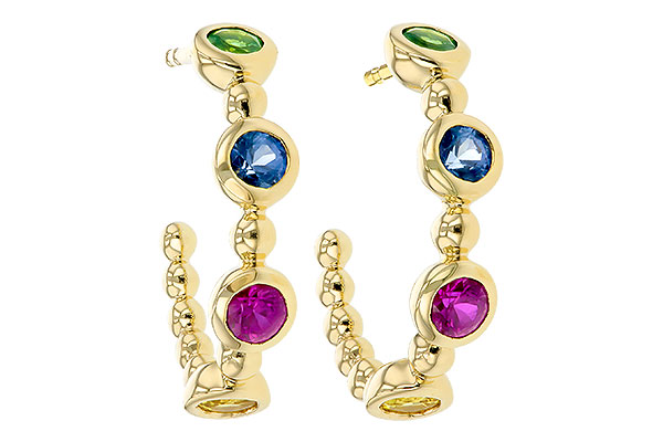 F294-46276: EARR .68 TW MULTI-COLOR SAPPH & GREEN GARNET