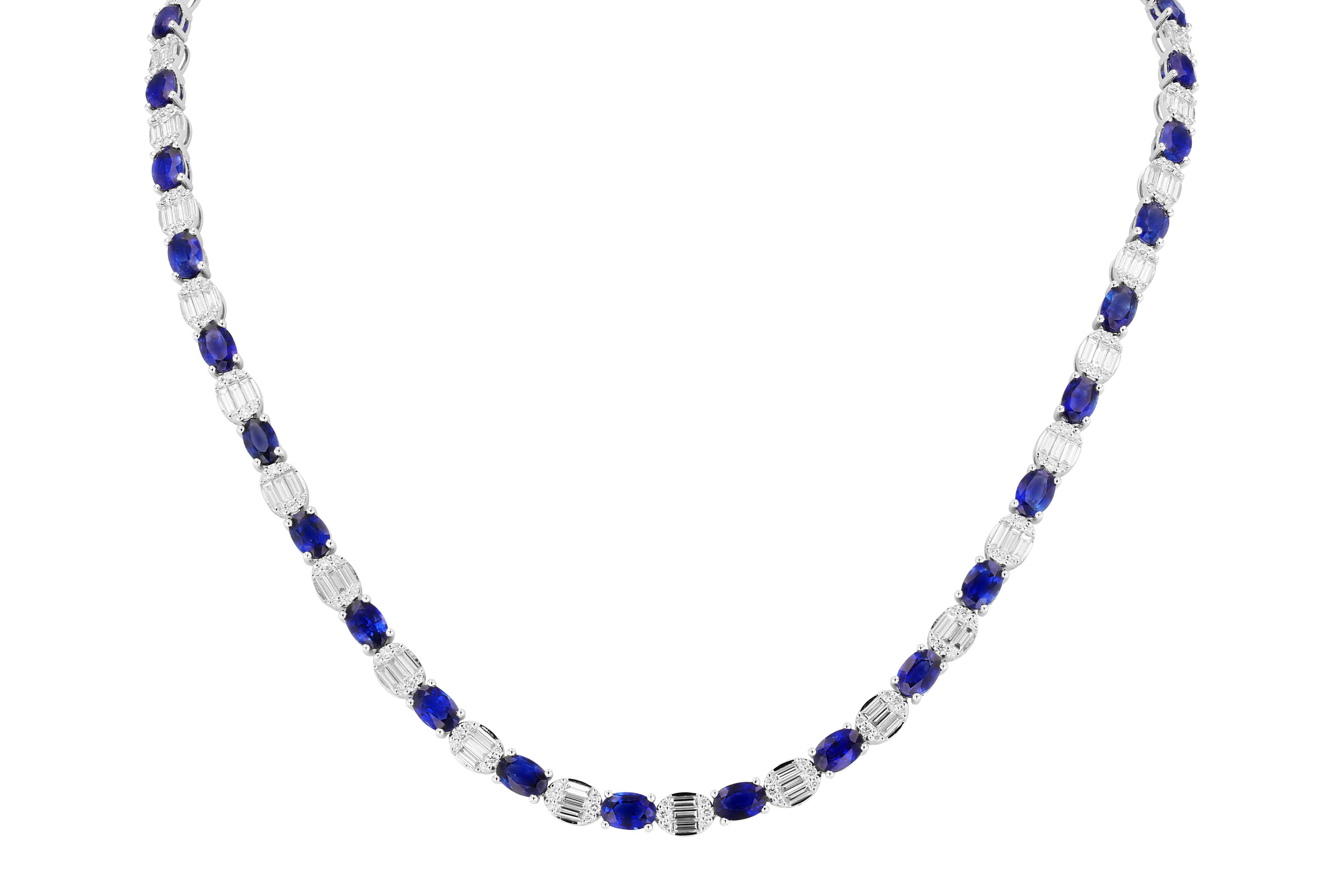 G294-48094: NECKLACE 17.68 TW SAPPHIRE 21.82 TGW (17")