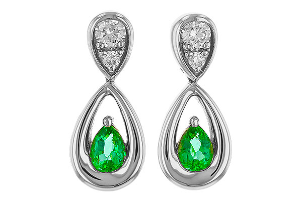 H293-59049: EARRINGS .20 EMERALD .32 TGW (4x3 EMER)