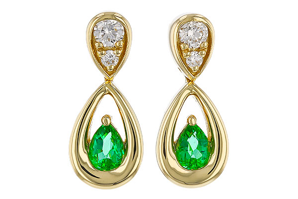 H293-59049: EARRINGS .20 EMERALD .32 TGW (4x3 EMER)