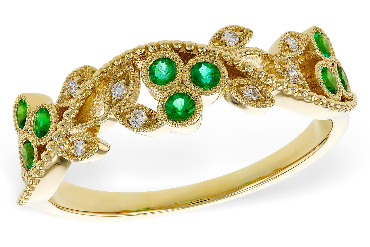 H293-63549: LDS WED RG .17 EMERALD TW .23 TGW