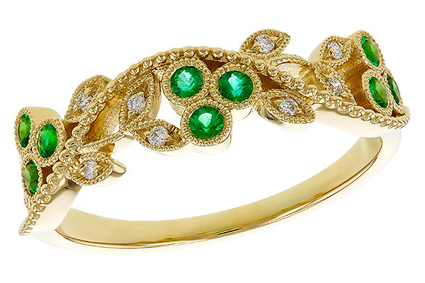 H293-63549: LDS WED RG .17 EMERALD TW .23 TGW