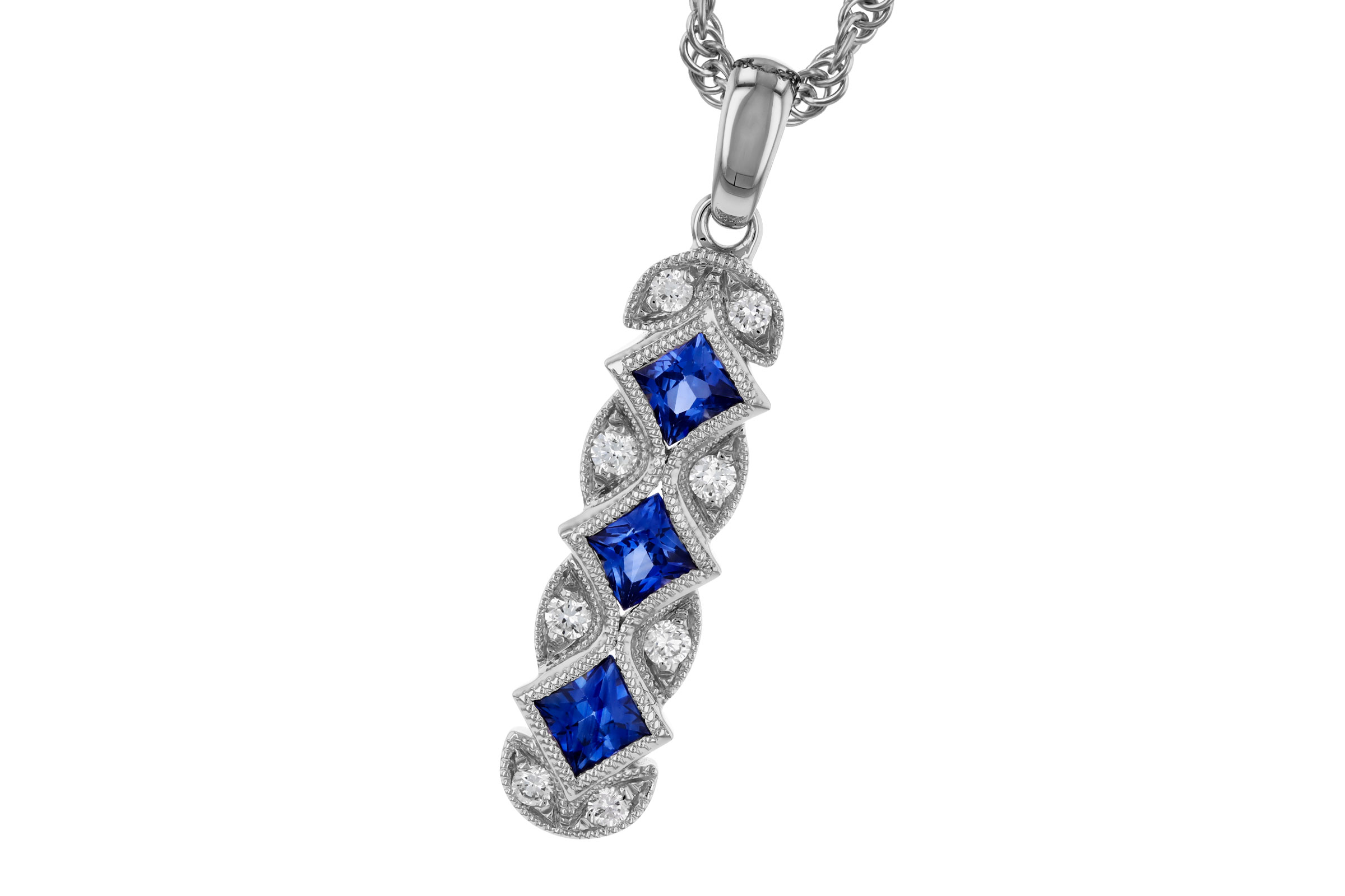 H294-48094: NECKLACE .55 TW SAPPHIRE .64 TGW