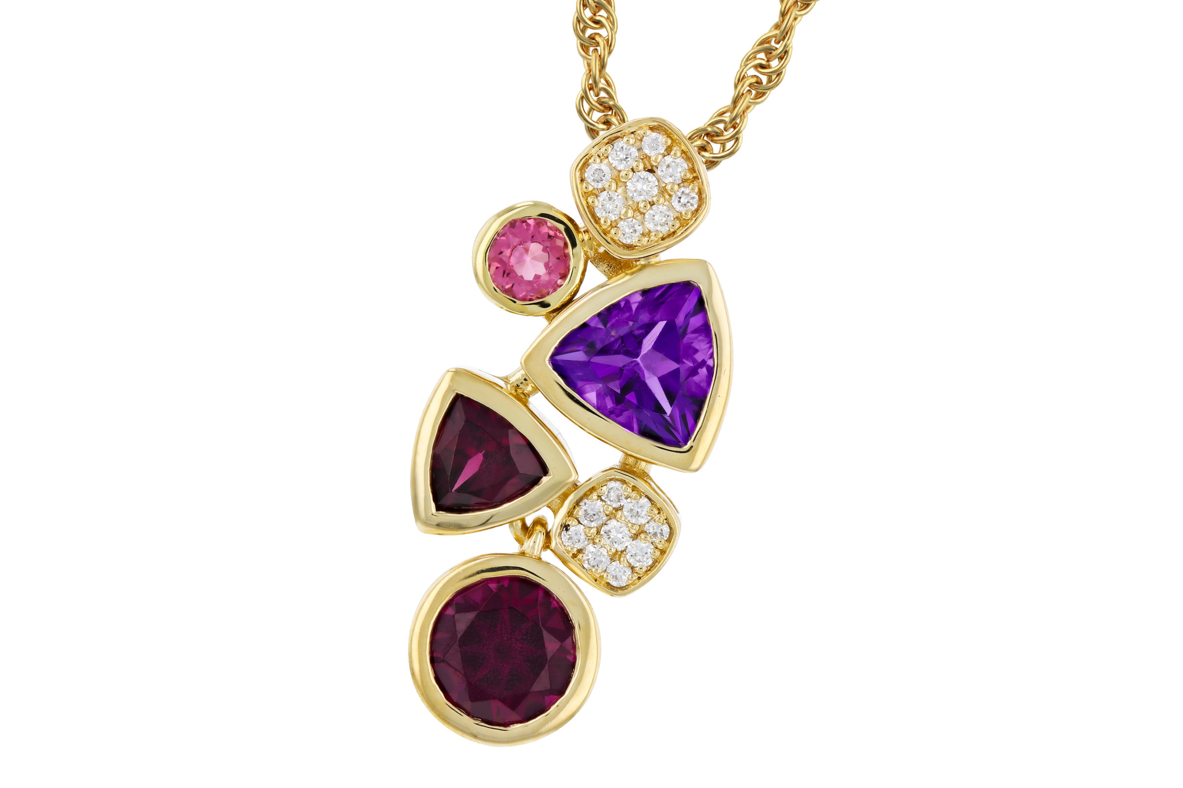 H294-48158: NECKLACE 1.34 SEMI-PREC (AM,RHO,PT) 1.40 TGW