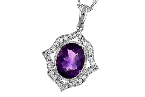 K292-70885: NECKLACE 1.52 AMETHYST 1.70 TGW (9x7 MM AMY)