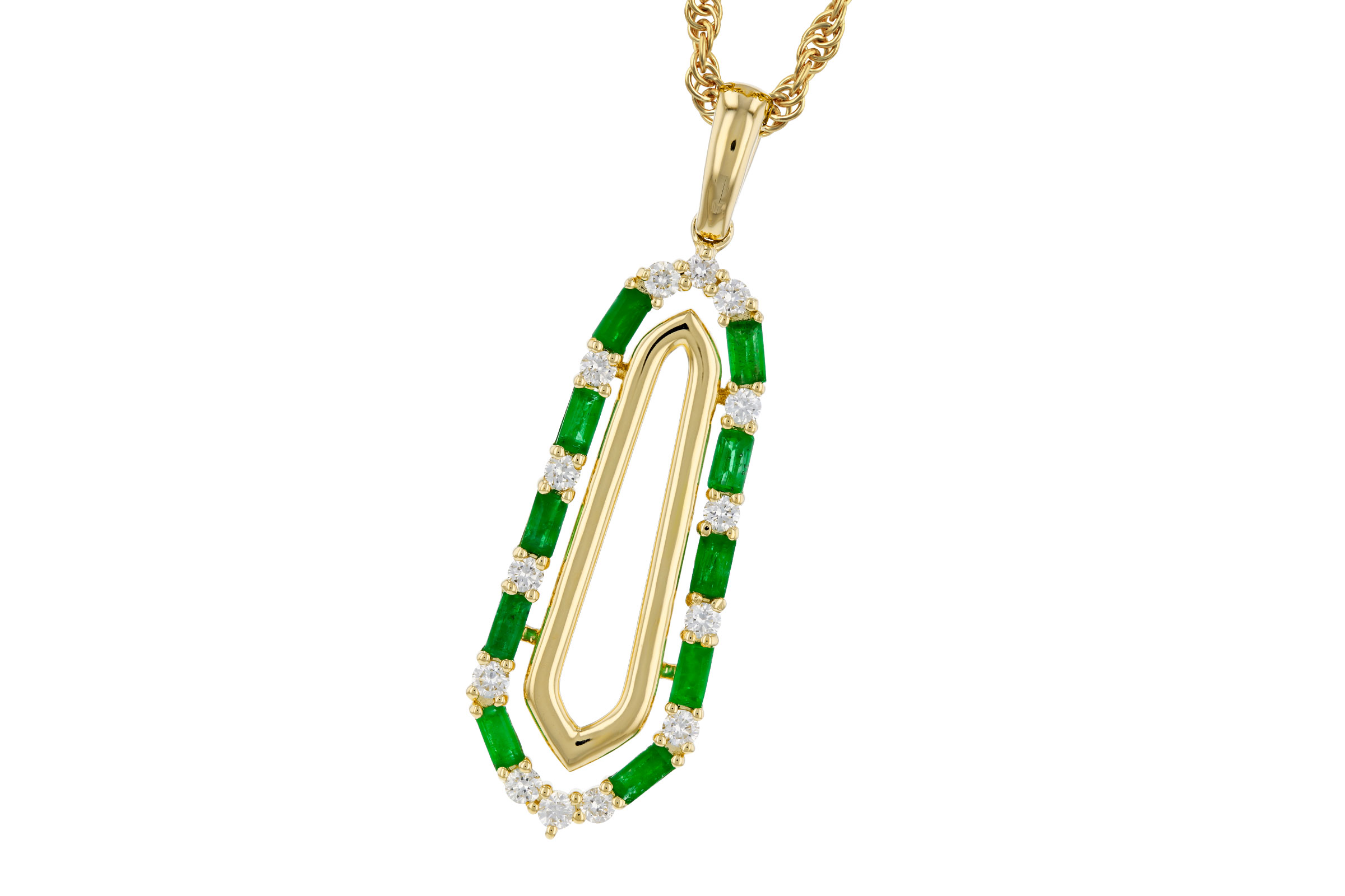 K294-49040: NECKLACE .44 TW EMERALD .64 TGW