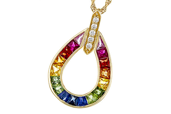 L293-58121: NECKLACE 1.10 MULTI-COLOR SAPPH 1.15 TGW