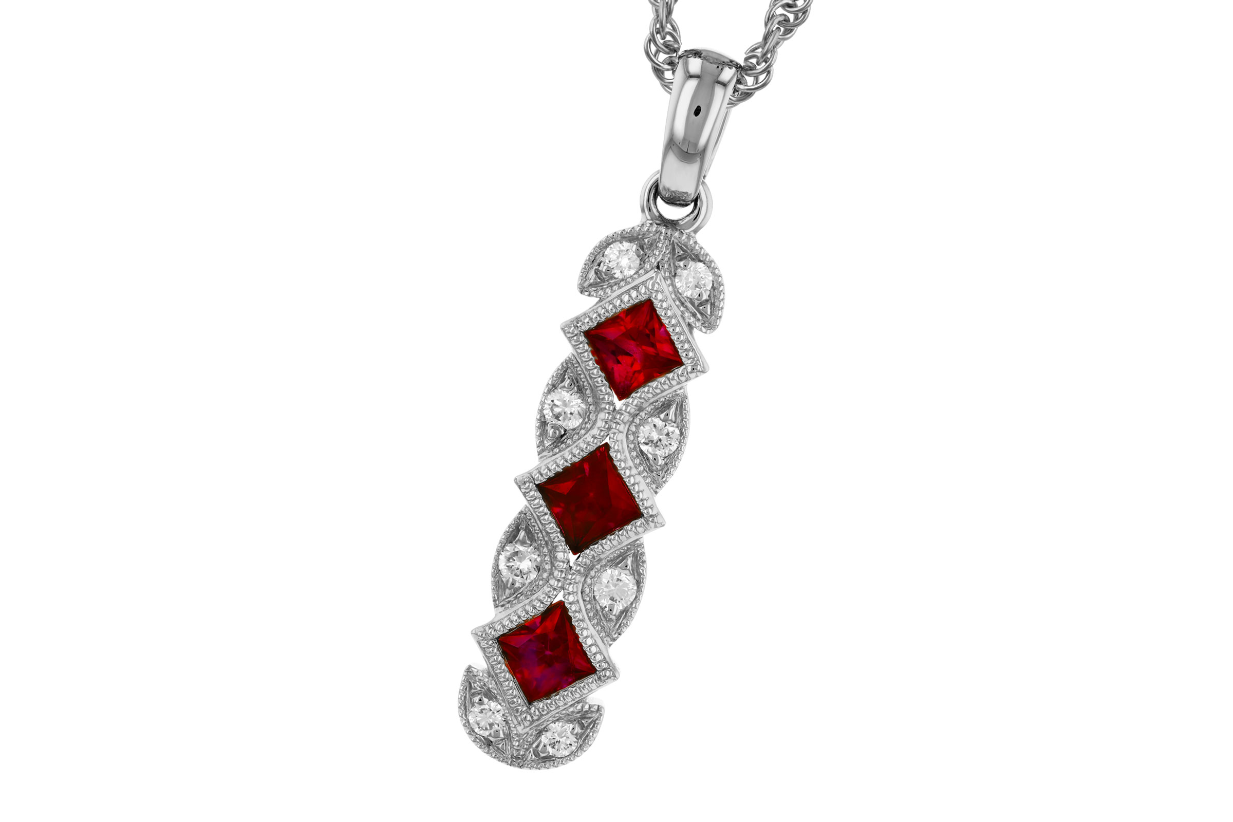 L294-47221: NECKLACE .55 TW RUBY .64 TGW