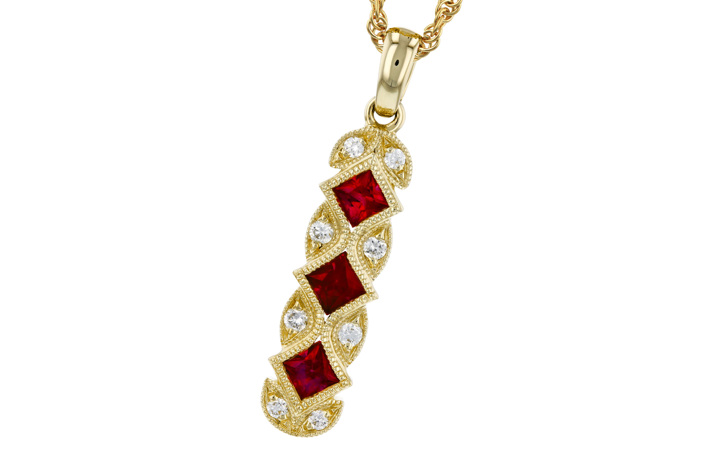 L294-47221: NECKLACE .55 TW RUBY .64 TGW